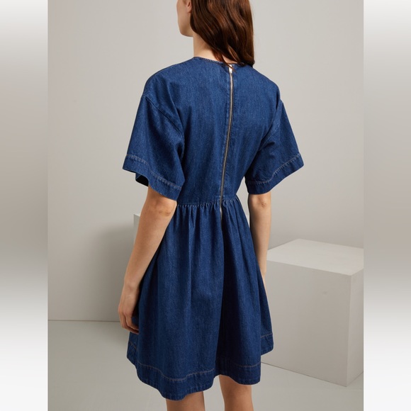 SOLD! Sportmax Max Mara Label-cut Denim Slim Fit Short Dress Size: US4 Spring - Picture 4 of 15